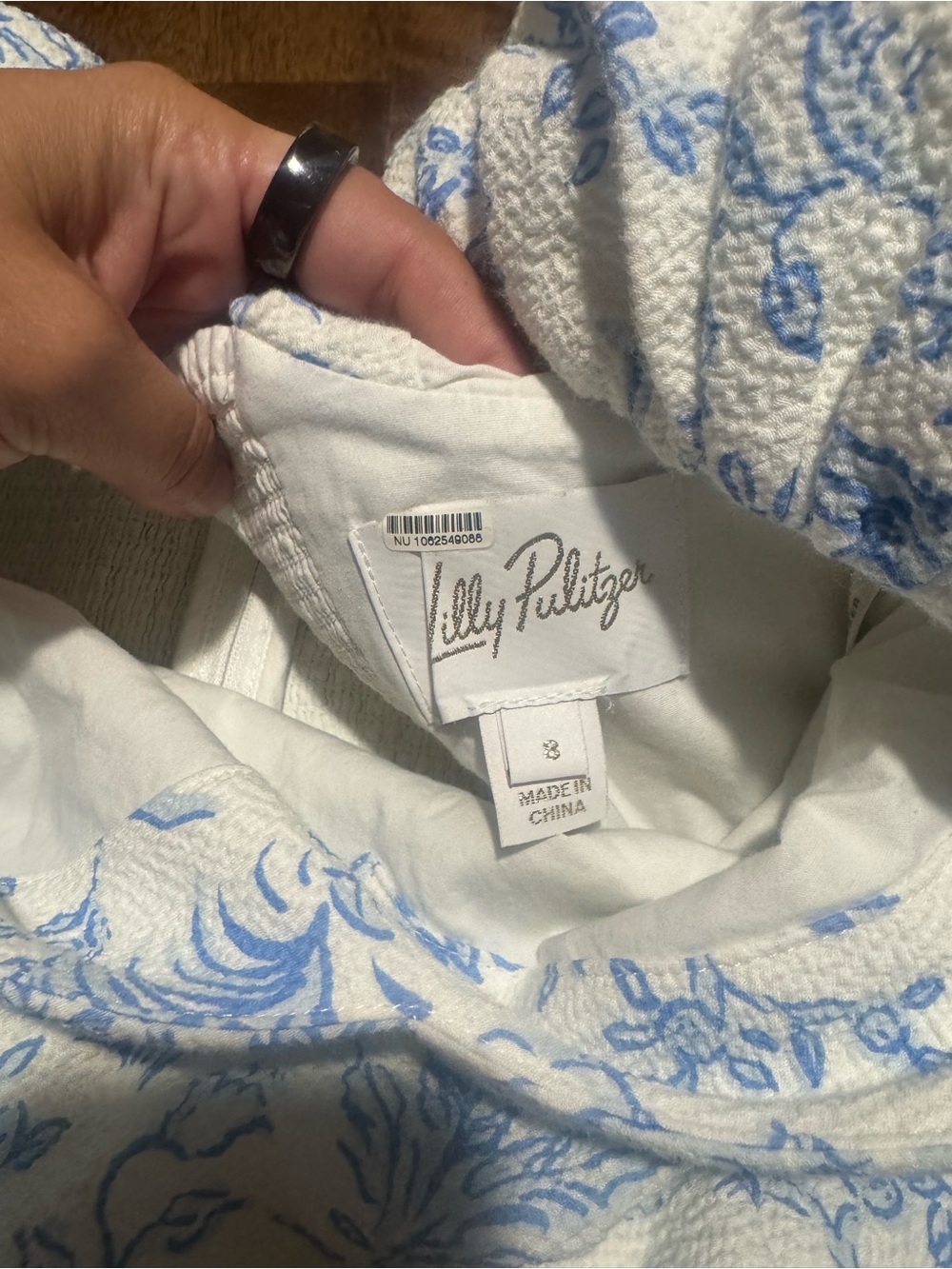 Lilly Pulitzer Justina Light Blue Puff-Sleeve Mini Dress skirted romper - Picture 7 of 9